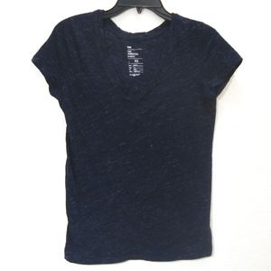 GAP Navy Blue White Cotton T-Shirt Essential VNeck